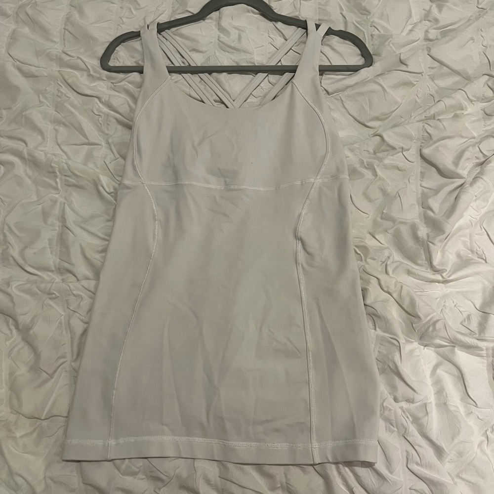 White Lululemon workout shirt
